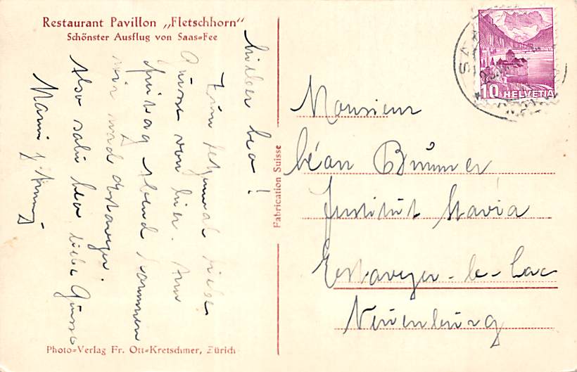 Saas-Fee, Restaurant Pavillon, Fletschhorn