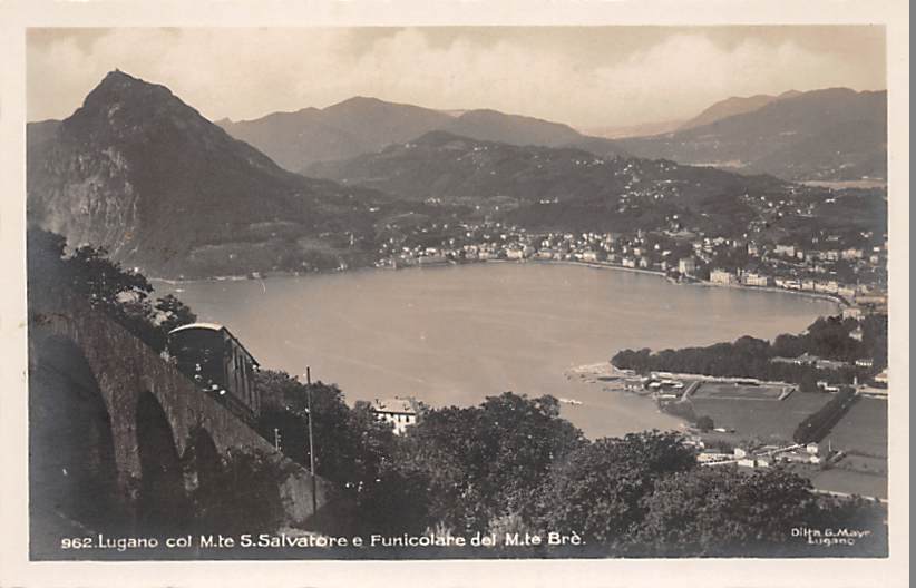 Lugano, col Mte S. Salvatore e Funicolare del Mte Brè