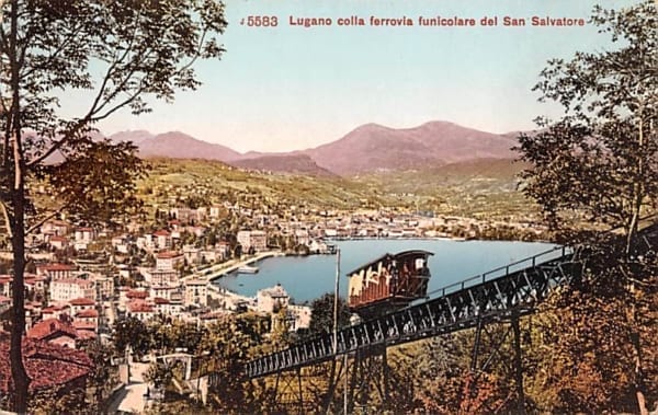 Lugano, colla ferrovia funicolare del San Salvatore