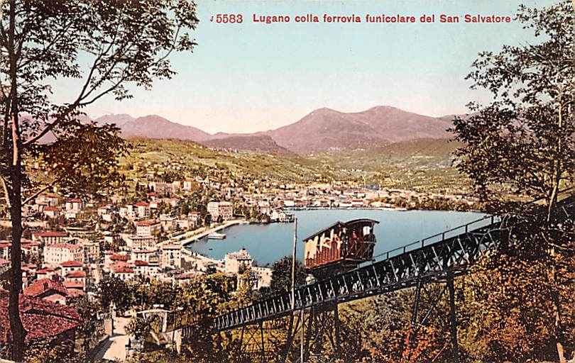 Lugano, colla ferrovia funicolare del San Salvatore