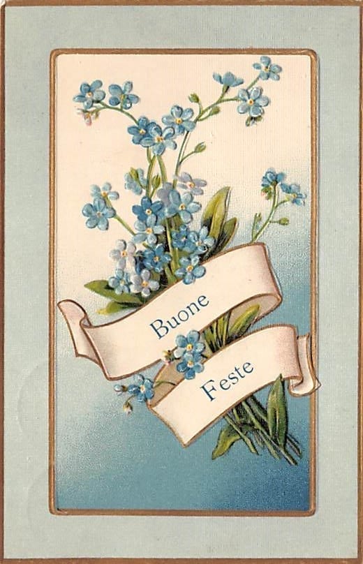 Blumen, Veilchen, Buone Feste, Prägedruck