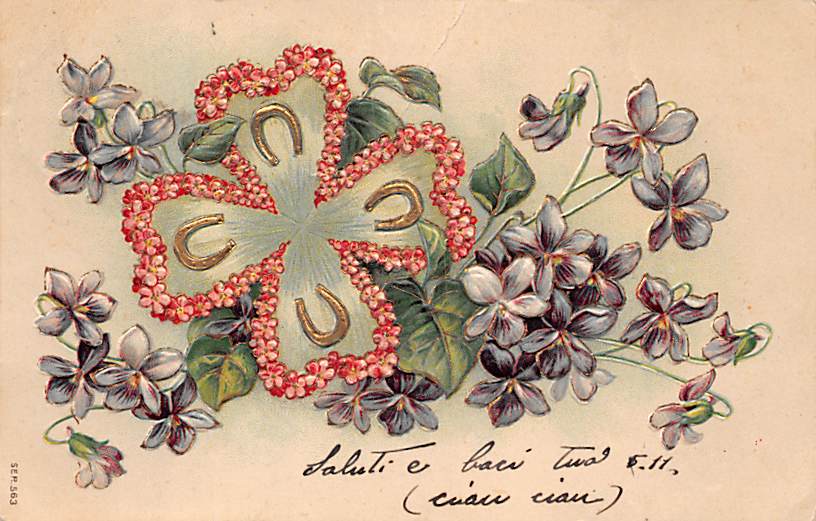 Blumen, Veilchen, Hufeisen, Kleeblatt