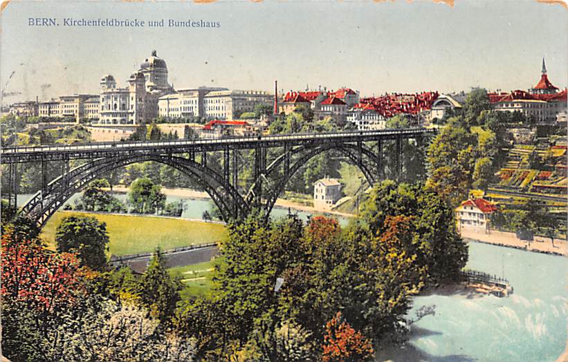 Bern, Kirchenfeldbrücke und Bundeshaus
