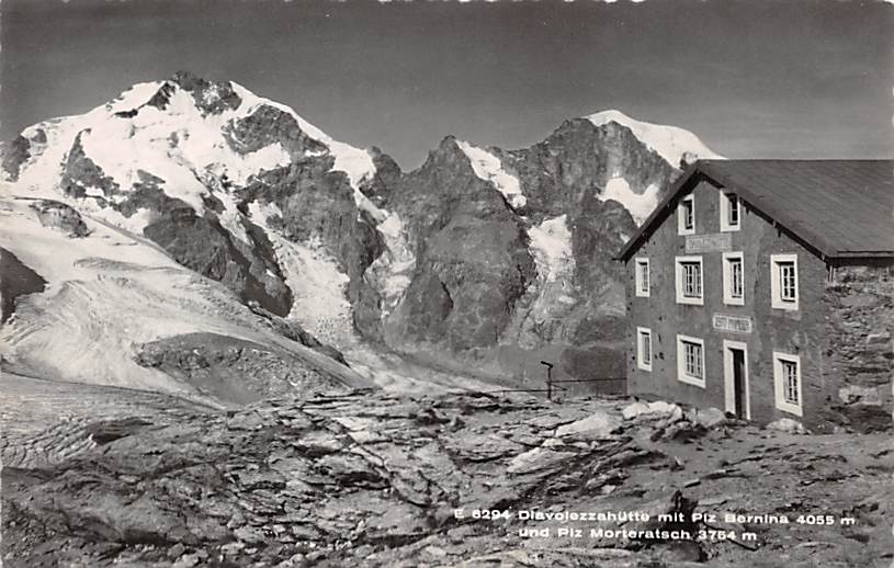 Diavolezzahüte, mit Piz Bernina