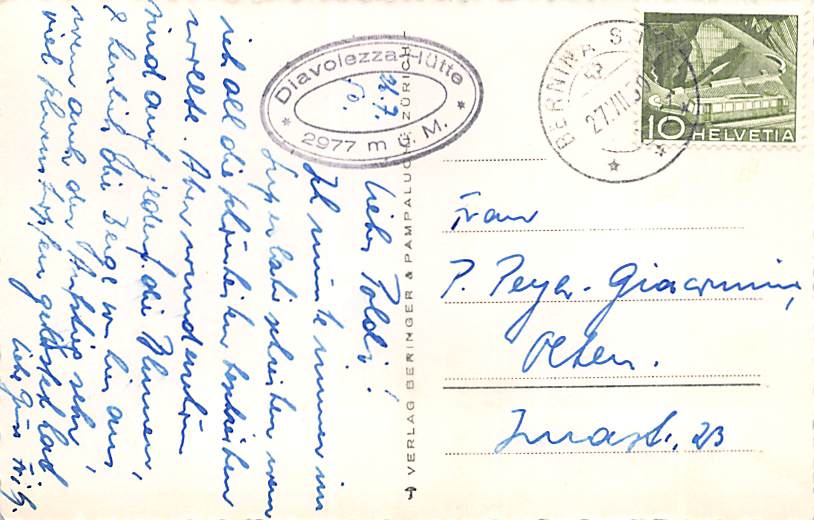 Diavolezzahüte, mit Piz Bernina