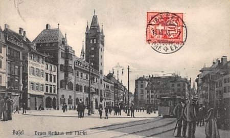 Basel, Neues Rathaus mit Markt