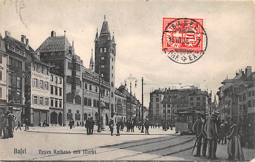 Basel, Neues Rathaus mit Markt