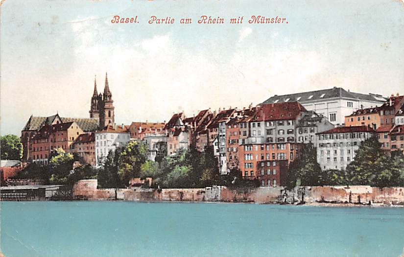 Basel, Partie am Rhein mit Münster