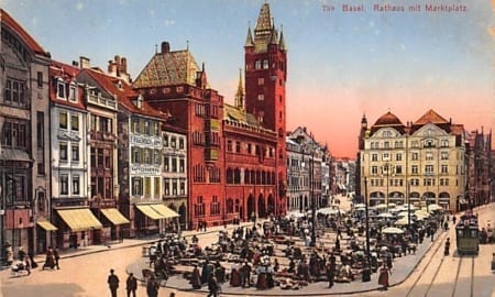 Basel, Rathaus mit Marktplatz