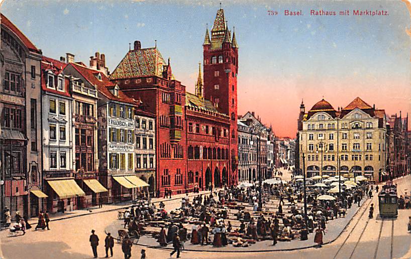Basel, Rathaus mit Marktplatz