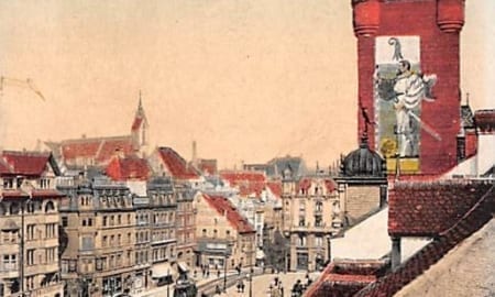 Basel, Rathausturm mit Marktplatz