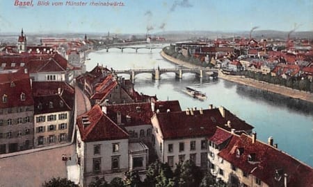 Basel, Blick vom Münster rheinabwärts