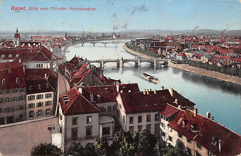 Basel, Blick vom Münster rheinabwärts