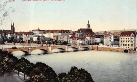 Basel, Mittlere Rheinbrücke u. Gross-Basel
