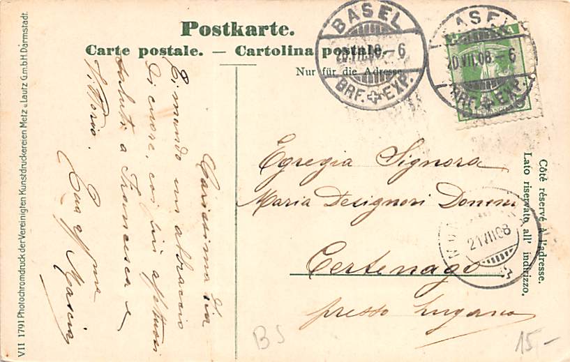 Basel, Mittlere Rheinbrücke u. Gross-Basel