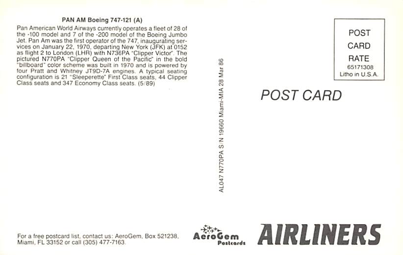 Boeing 747-121 Pan American World Airways