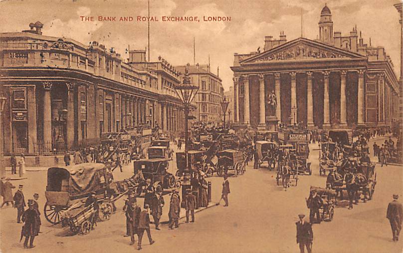 London, The Bank and Royal Exchange