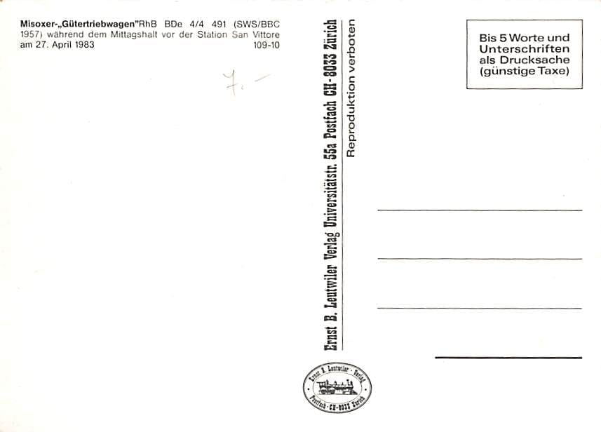 Misoxer Gütertriebwagen RhB BDe 4/4, San Vittore