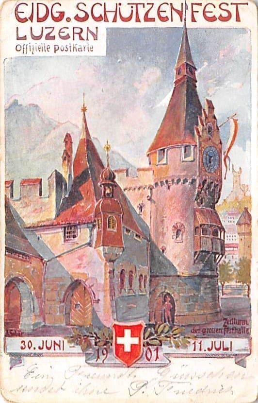 Luzern, Eidg. Schützenfest 1901, Künstlerkarte