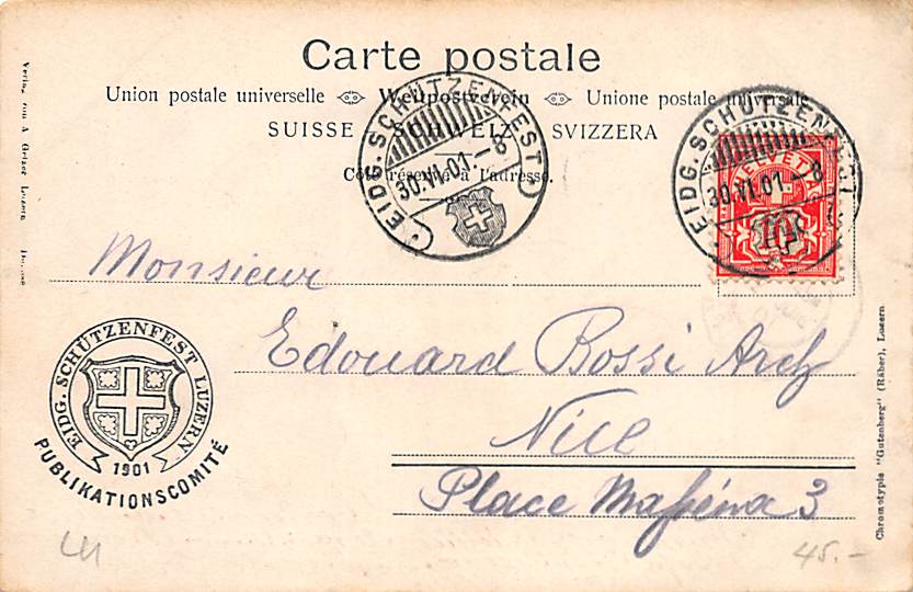 Luzern, Eidg. Schützenfest 1901, Künstlerkarte