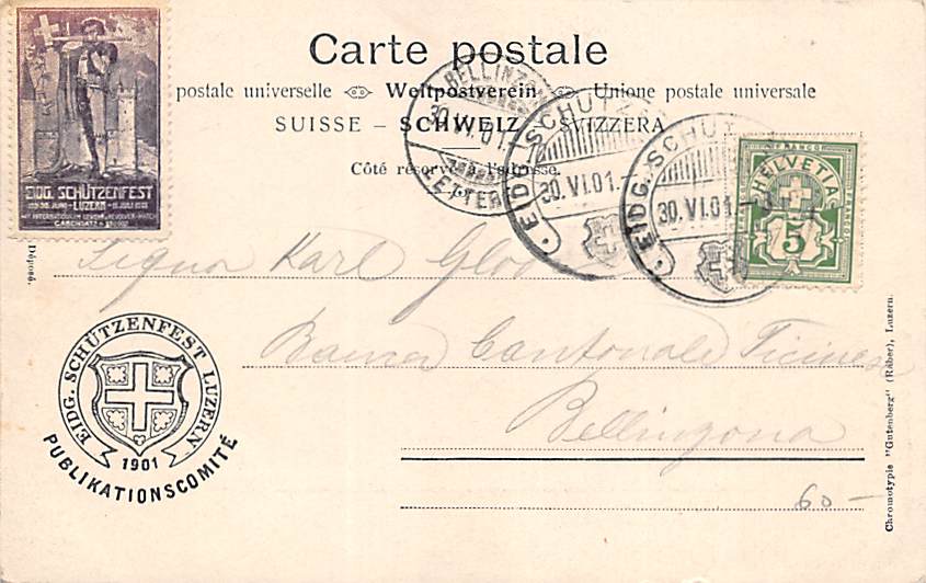 Luzern, Eidg. Schützenfest 1901, Künstlerkarte