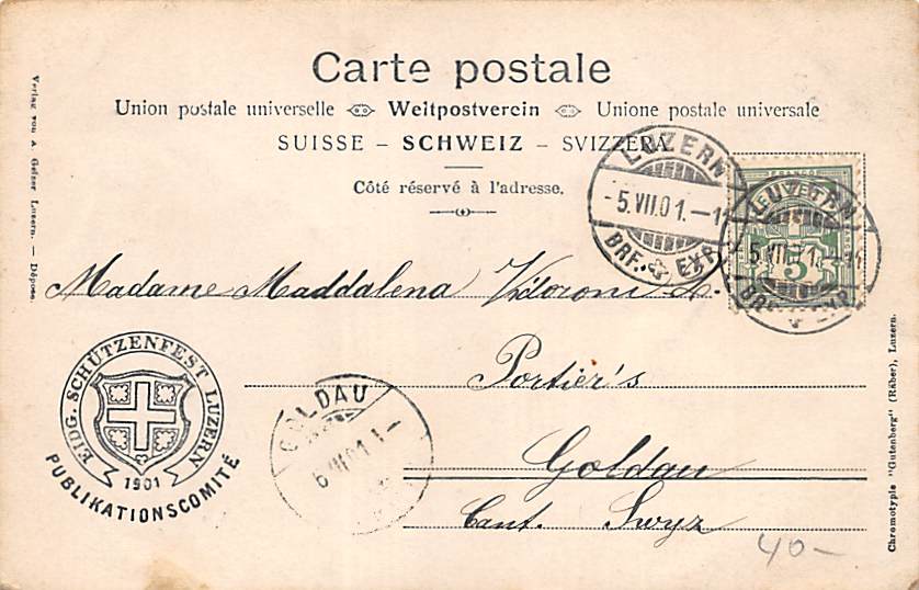 Luzern, Eidg. Schützenfest 1901, Künstlerkarte