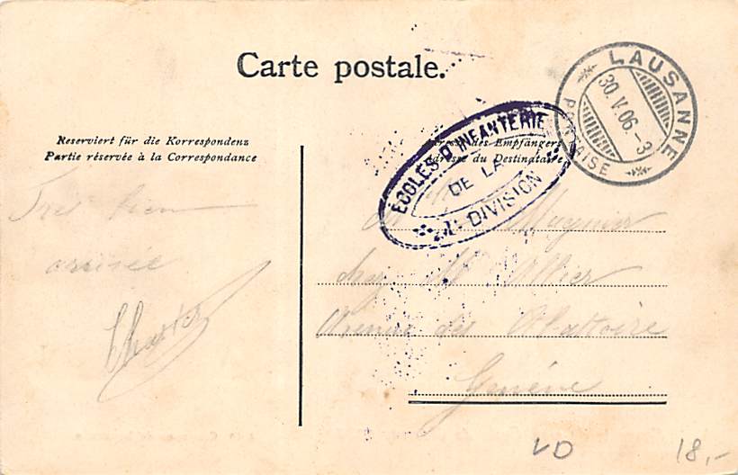 Lausanne, Souvenir de mon Ecole de Récrues 1906