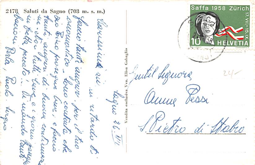 Sagno, Saluti da Sagno