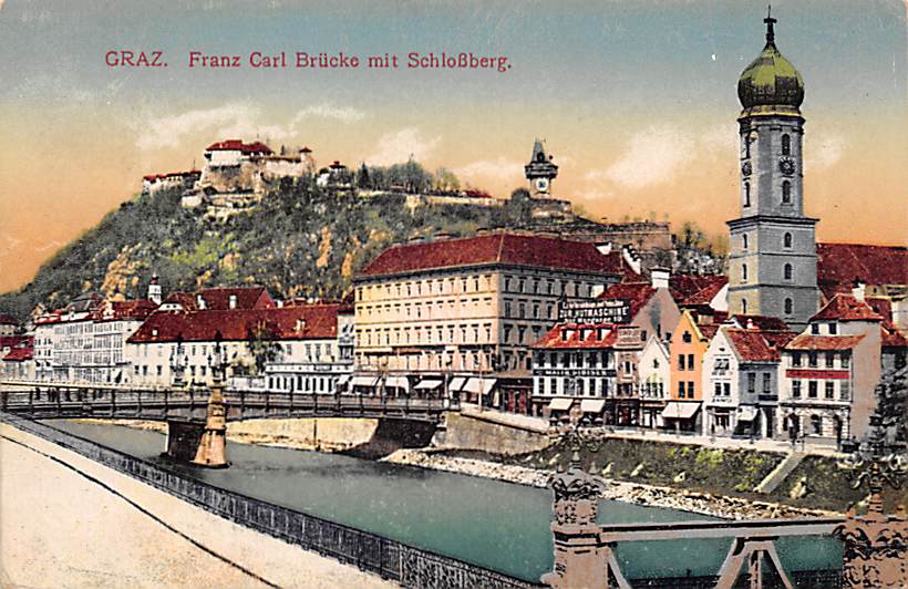 Graz, Franz Carl Brücke mit Schlossberg