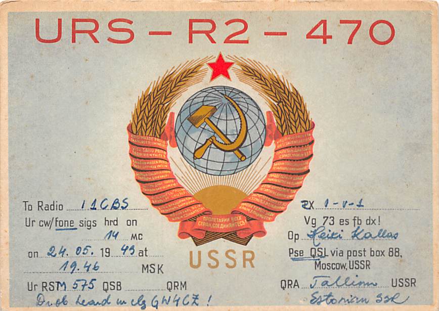 QSL Karte, Tallinn USSR