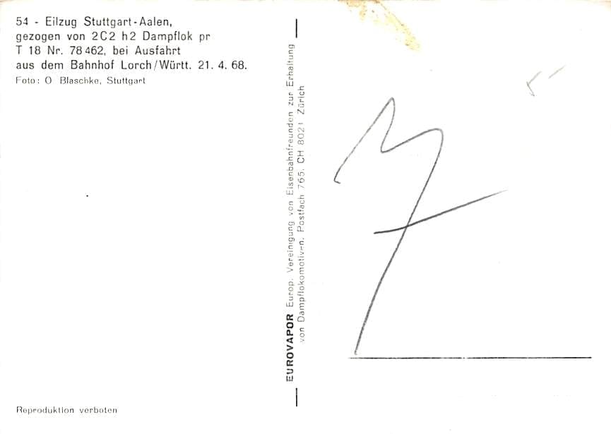 Eilzug Stuttgart-Aalen, Dampflok, Bahnhof Lorch