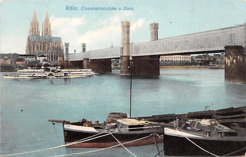 Köln, Eisenbahnbrücke u. Dom