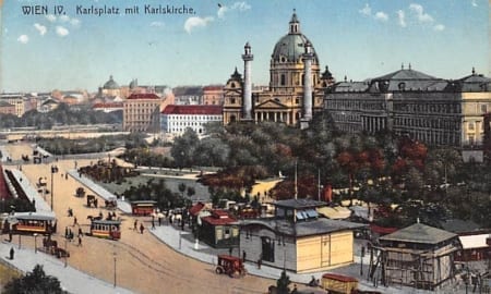 Wien, Karlsplatz mit Karlskirche