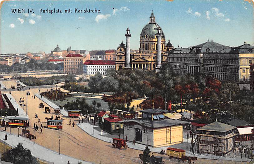 Wien, Karlsplatz mit Karlskirche