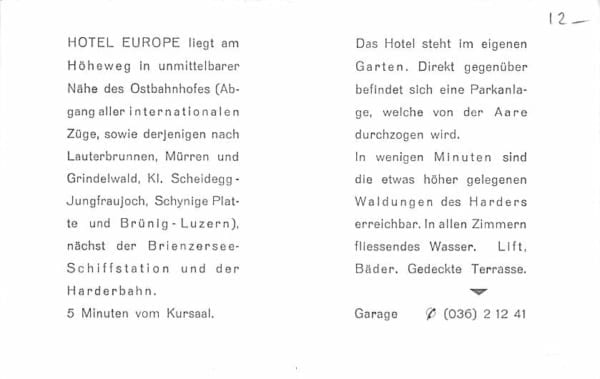 Interlaken, Hotel Europe