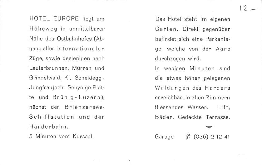 Interlaken, Hotel Europe