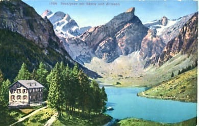 Seealpsee mit Altmann und Säntis