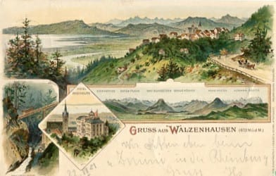 Walzenhausen, Hotel Rheinburg, Lithokarte