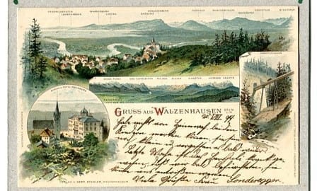 Walzenhausen, Hotel Rheinburg, Lithokarte
