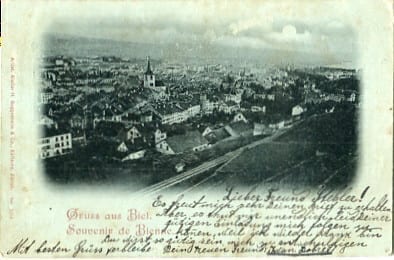 Biel, Gruss aus Biel, Lithokarte