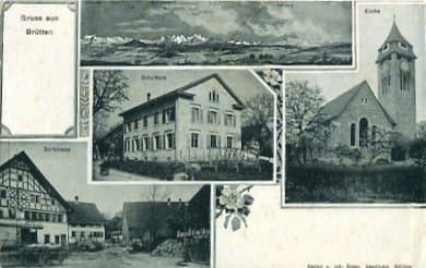 Brütten, Dorfstrasse, Schulhaus, Kirche