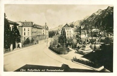 Chur, Postgebäude mit Fontanadenkmal