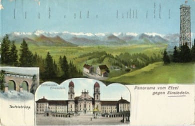 Etzel, Panoramakarte, Teufelsbrücke, Einsiedeln
