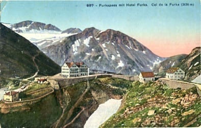 Furkapass mit Hotel Furka, Col de la Furka