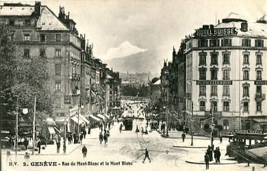 Genf, Rue du Mont Blanc et le Mont Blanc