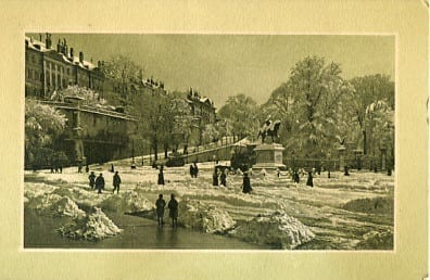Genf, Place Neuve en hiver, belebt