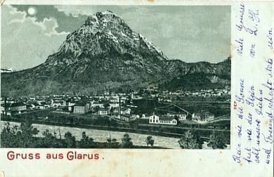 Glarus, mit Glärnisch, Mondlitho