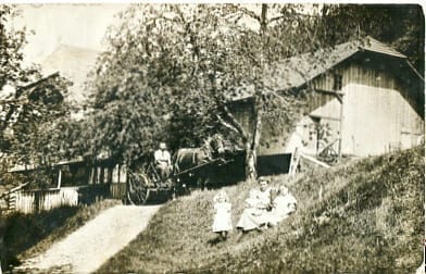Goldiwil, Kutsche und Pferd, belebt