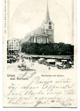 Herisau, Gruss aus Herisau, Marktplatz mit Kirche