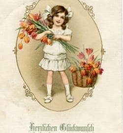 Geburtstag, Mädchen mit Tulpen